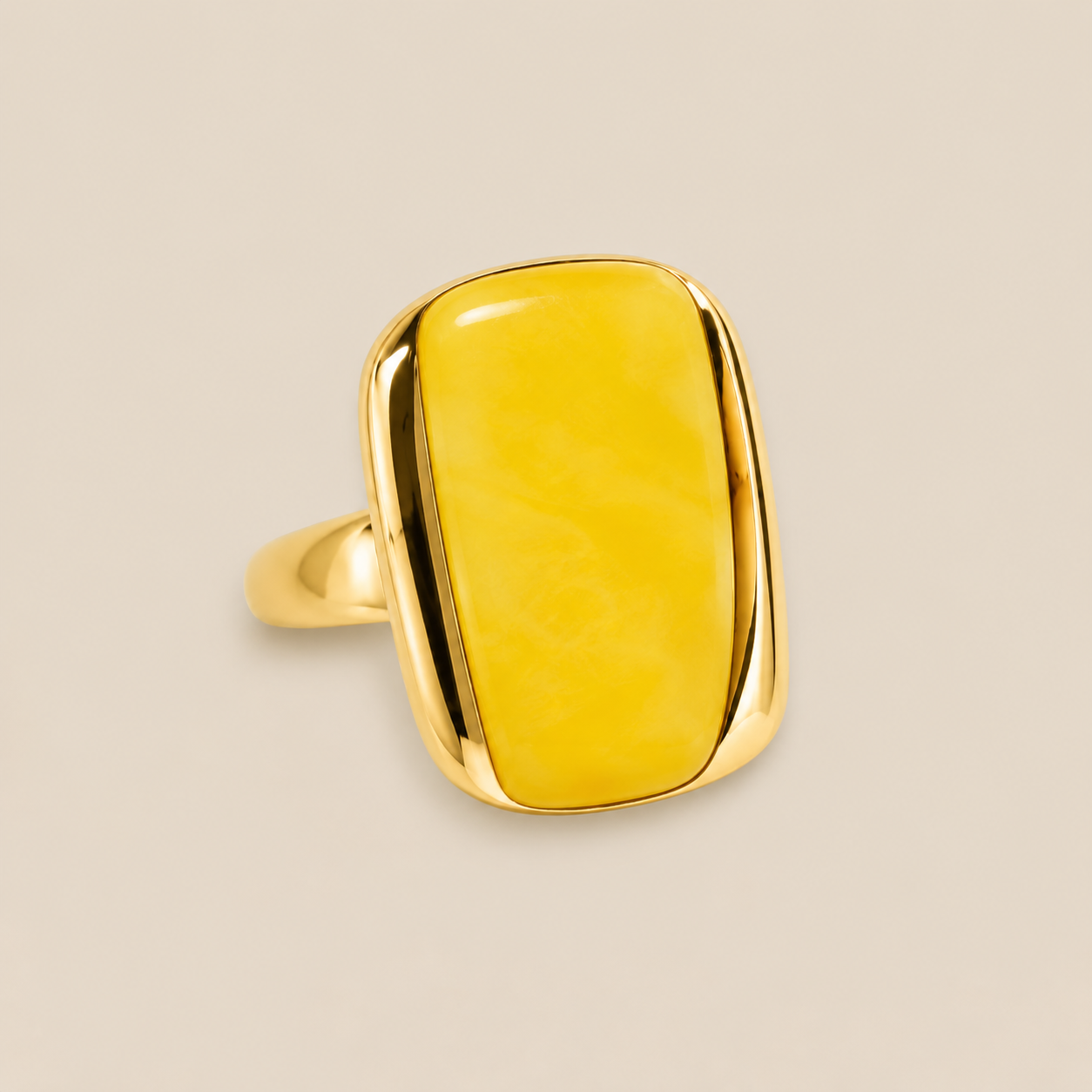 Anillo Eterna de acero dorado con piedra de vetas naturales, diseño ajustable, amarillo
