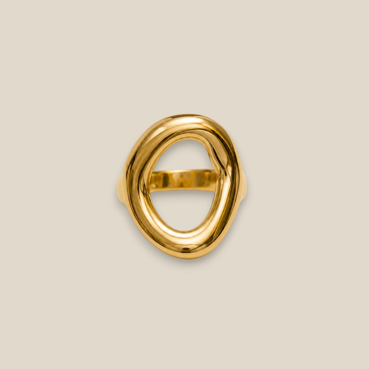 Anillo Nara de acero inoxidable bañado en oro de 18K