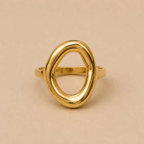 Anillo Nara de acero inoxidable bañado en oro de 18K no decolora