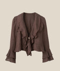 Blusa lino 100% Calma chocolate - vista completa de la blusa