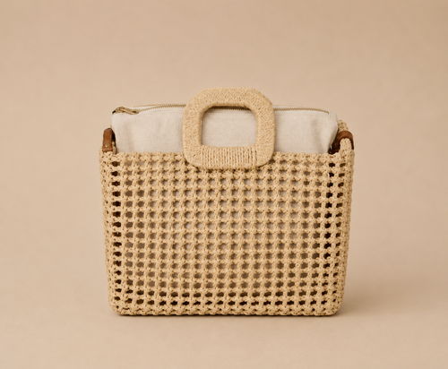 Bolso Cesta Altea de rafia natural con correa extraíble 