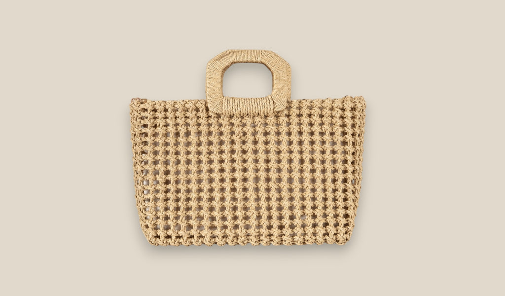 Bolso Cesta Altea de rafia natural con asas de mano, vista frontal