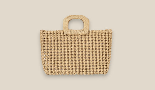 Bolso Cesta Altea de rafia natural con asas de mano, vista frontal