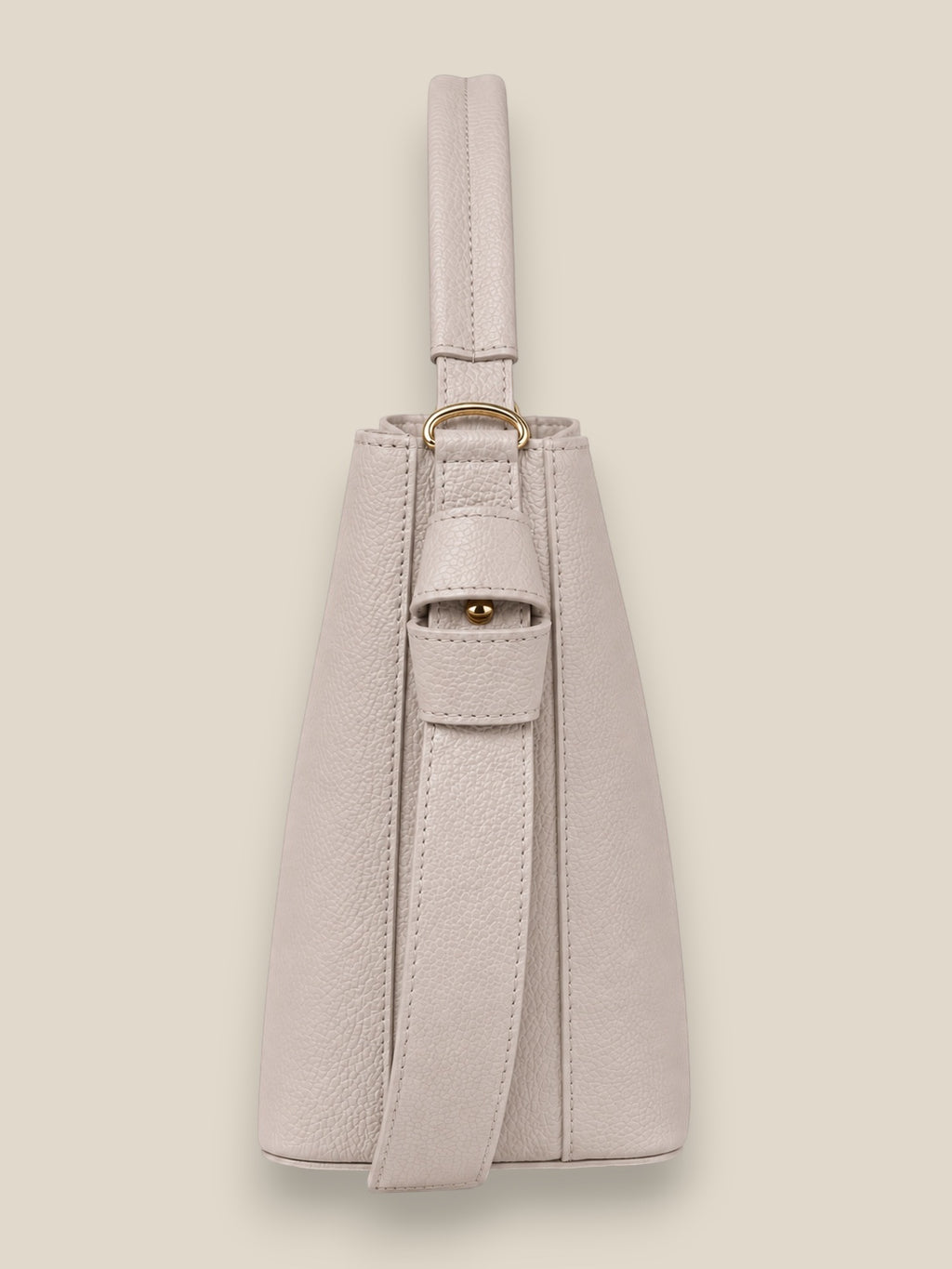 Bolso Daniella de piel auténtica en color taupe claro - vista de perfil