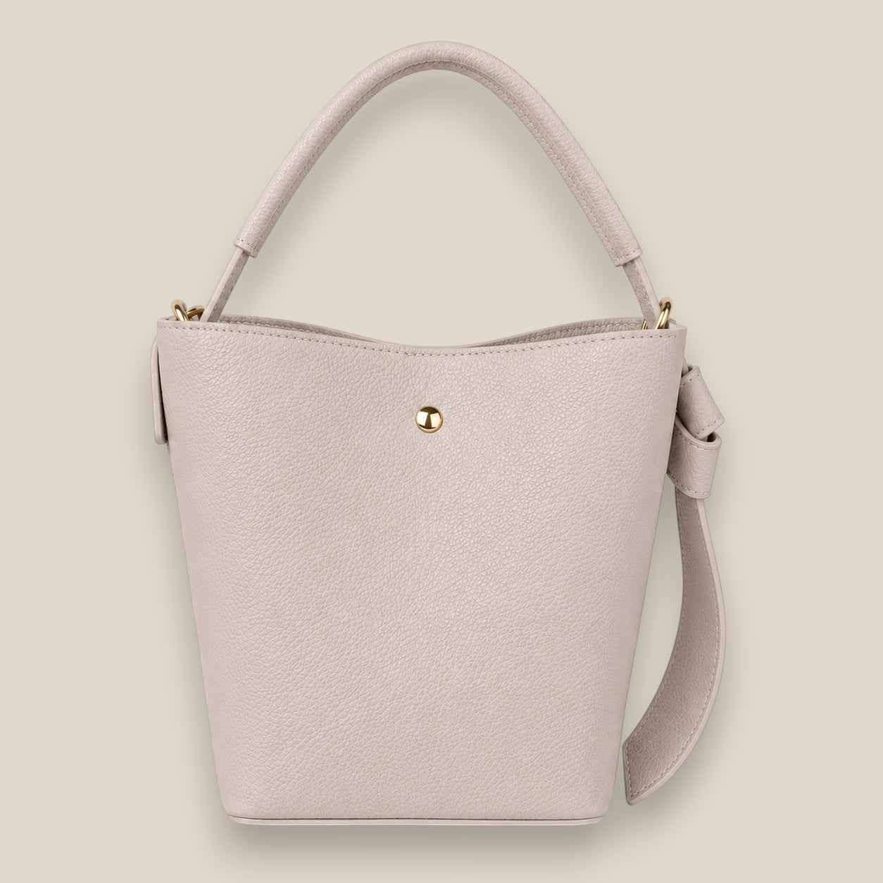 Bolso Daniella de piel auténtica en color taupe claro- vista de perfil