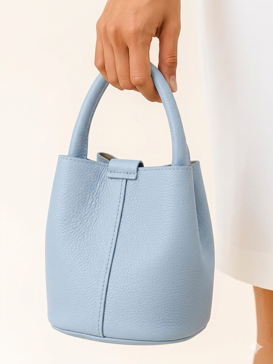 Bolso bombonera Valeria azul pastel vista lateral