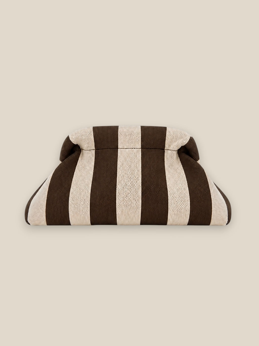 Bolso clutch rayas marrón y crema con cadena dorada - Bolso Rayas Riviera