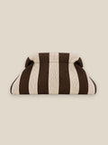Bolso clutch rayas marrón y crema con cadena dorada - Bolso Rayas Riviera