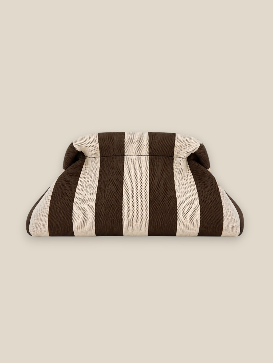Bolso clutch rayas marrón y crema con cadena dorada - Bolso Rayas Riviera