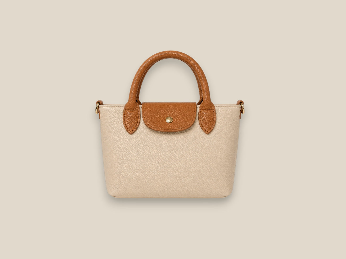 Bolso taupe claro de piel genuina autentica