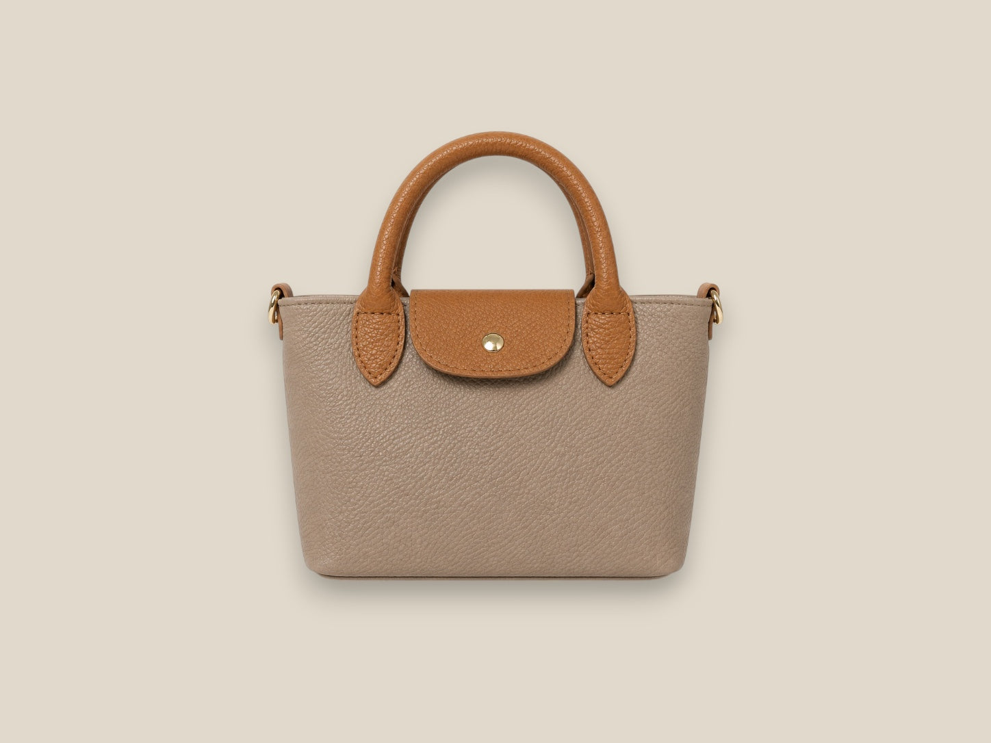 Bolso taupe oscuro de piel genuina autentica 