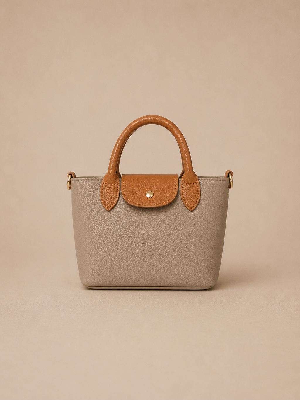 Bolso taupe oscuro de piel genuina autentica  100%