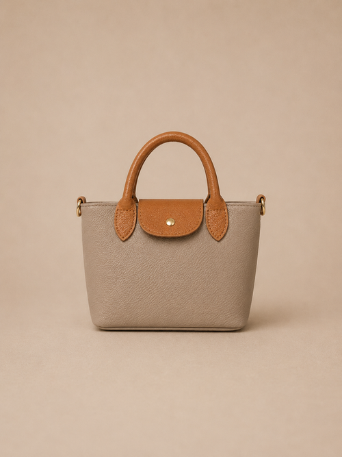 Bolso taupe oscuro de piel genuina autentica  100%