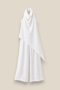 Conjunto Santorini blanco: top drapeado sin mangas y pantalón palazzo ancho