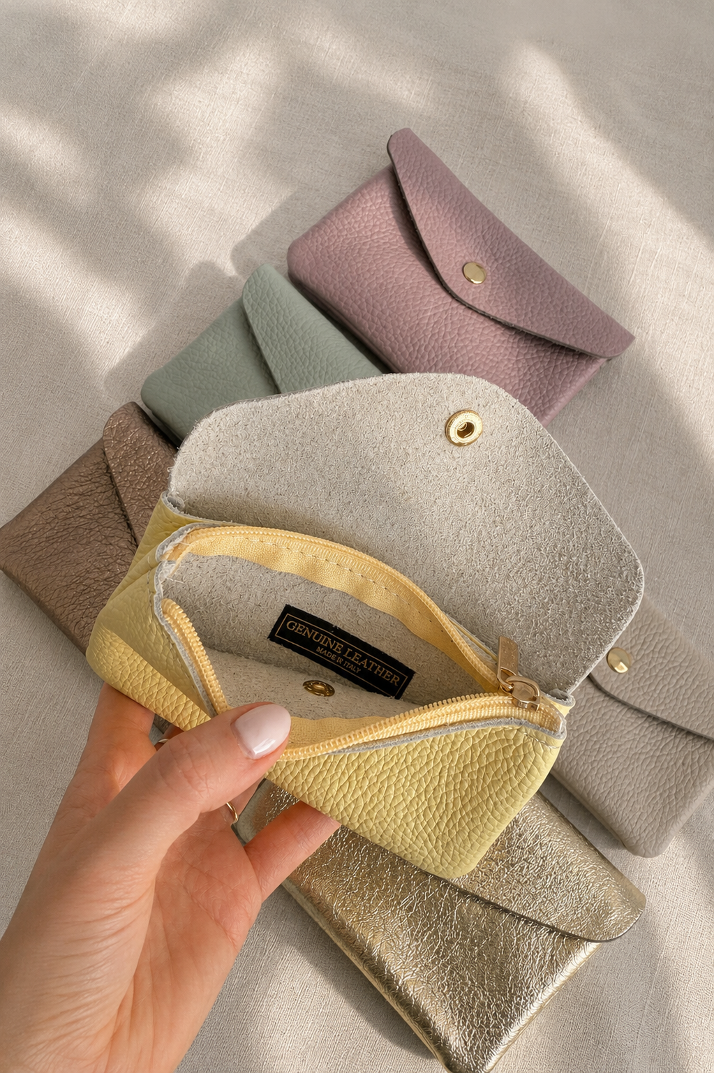 Detalle interior Cartera monedero 100% piel genuina en varios tonos 