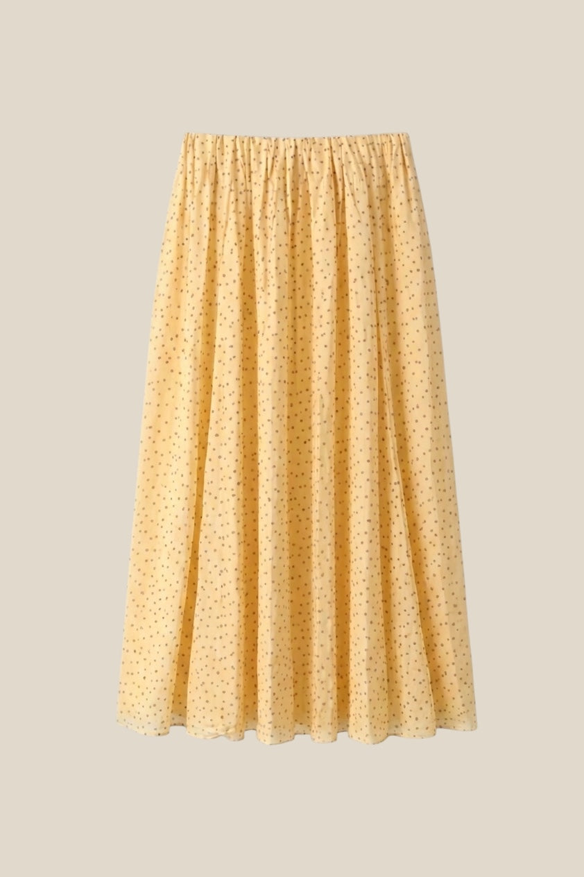 Falda Alma de lunares en color amarillo, vista completa del diseño