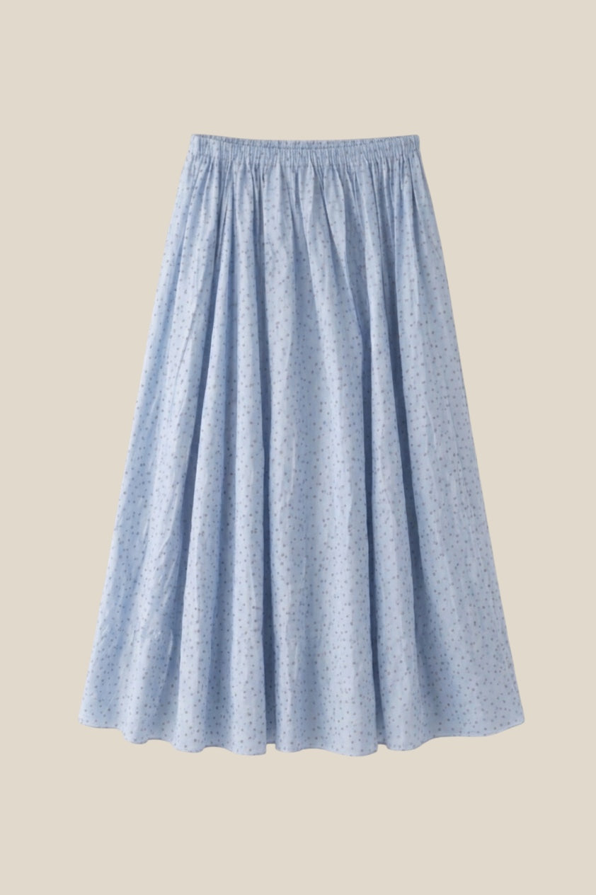 Falda Alma de lunares en color celeste, vista completa del diseño
