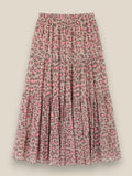 Falda Aurelia Pink de algodón con estampado original y toque flúor rosa suave, vista completa