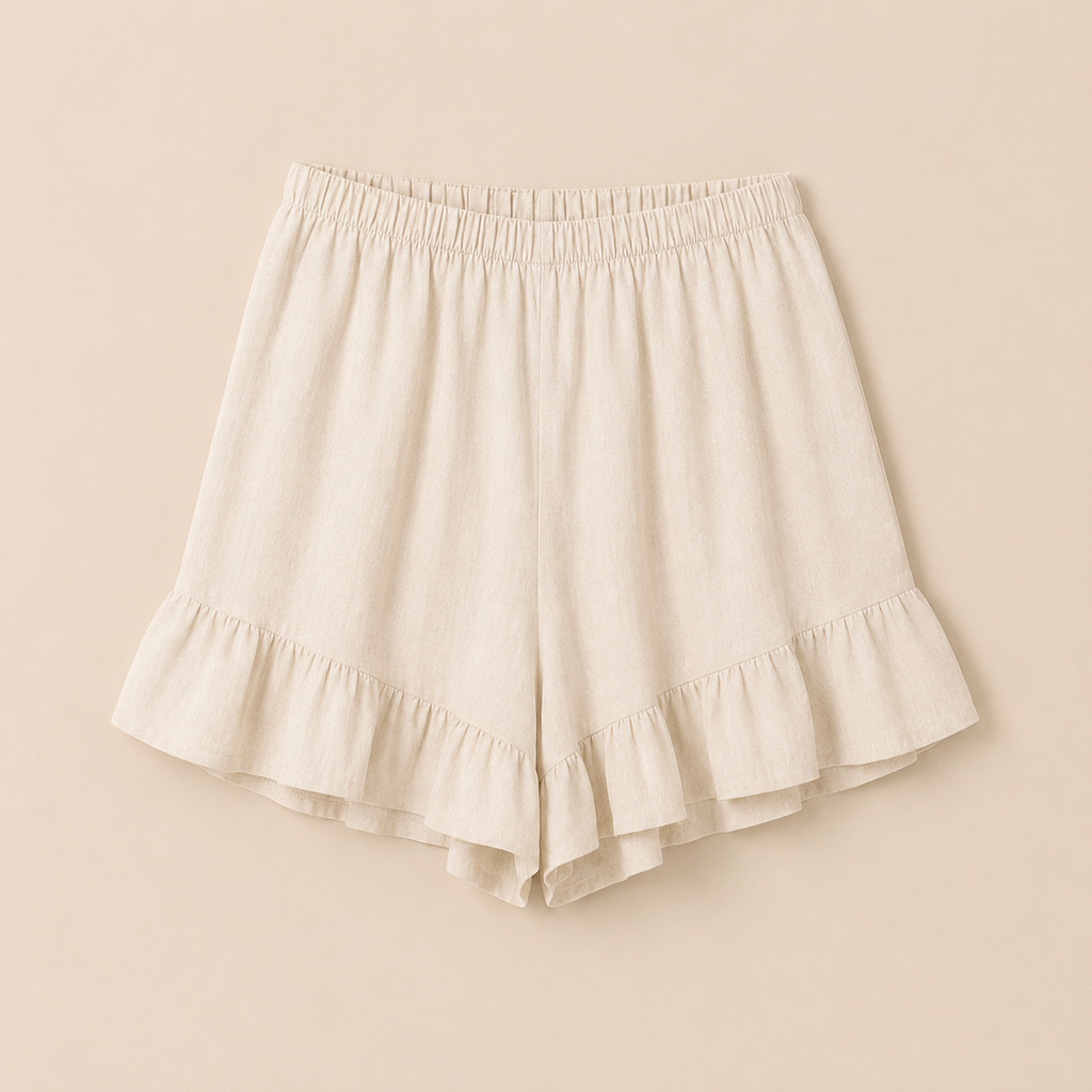 Pantalón corto lino 100% Calma beige