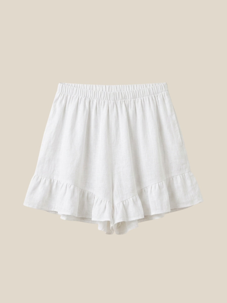 Pantalón corto lino 100% Calma blanco - vista completa