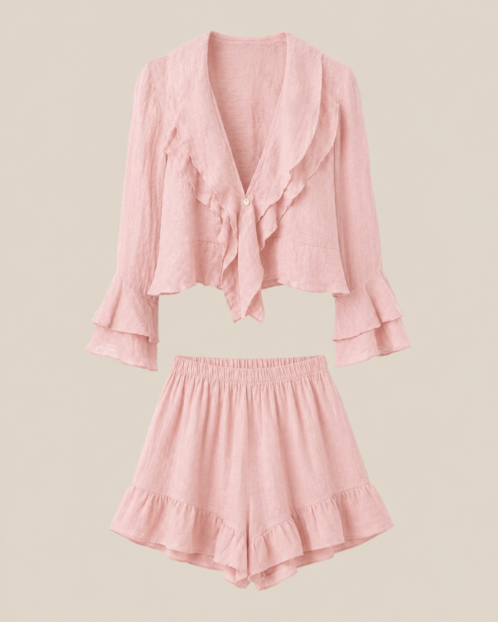 Pantalón corto lino 100% Calma rosa