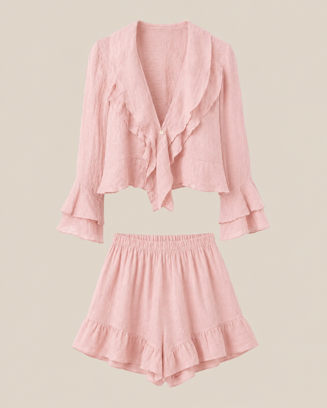 Pantalón corto lino 100% Calma rosa