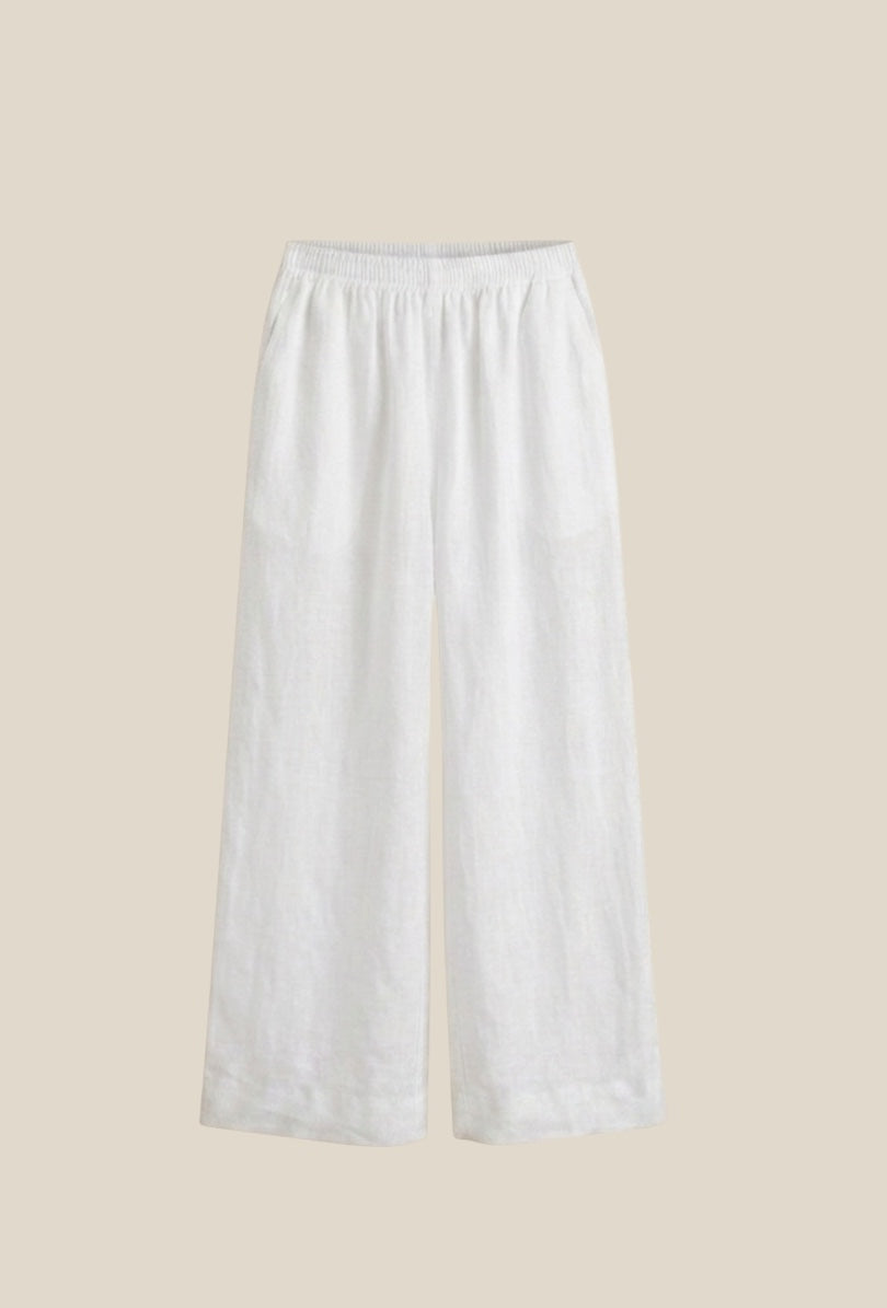 Pantalón lino 100% Calma blanco - vista completa