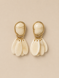 Pendientes Alba de acero inoxidable y resina natural con pétalos colgantes