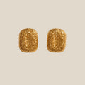 Pendientes cuadrados con textura bañados en oro 18k sobre acero inoxidable, diseño urban moderno
