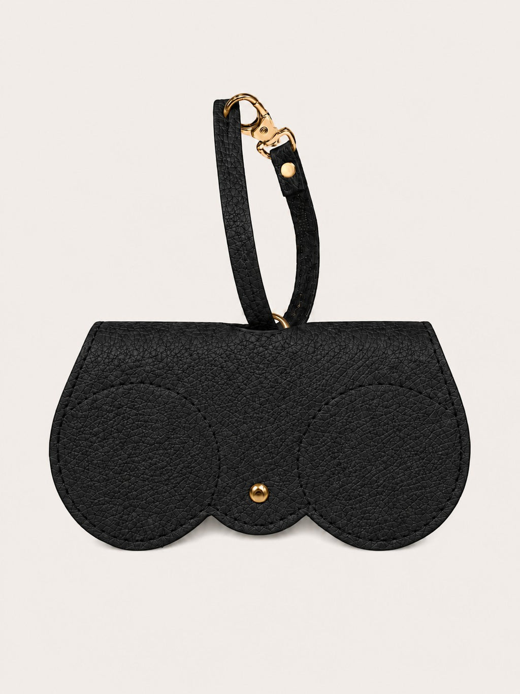 Portagafas negro de piel texturizada con mosquetón, colección de colores