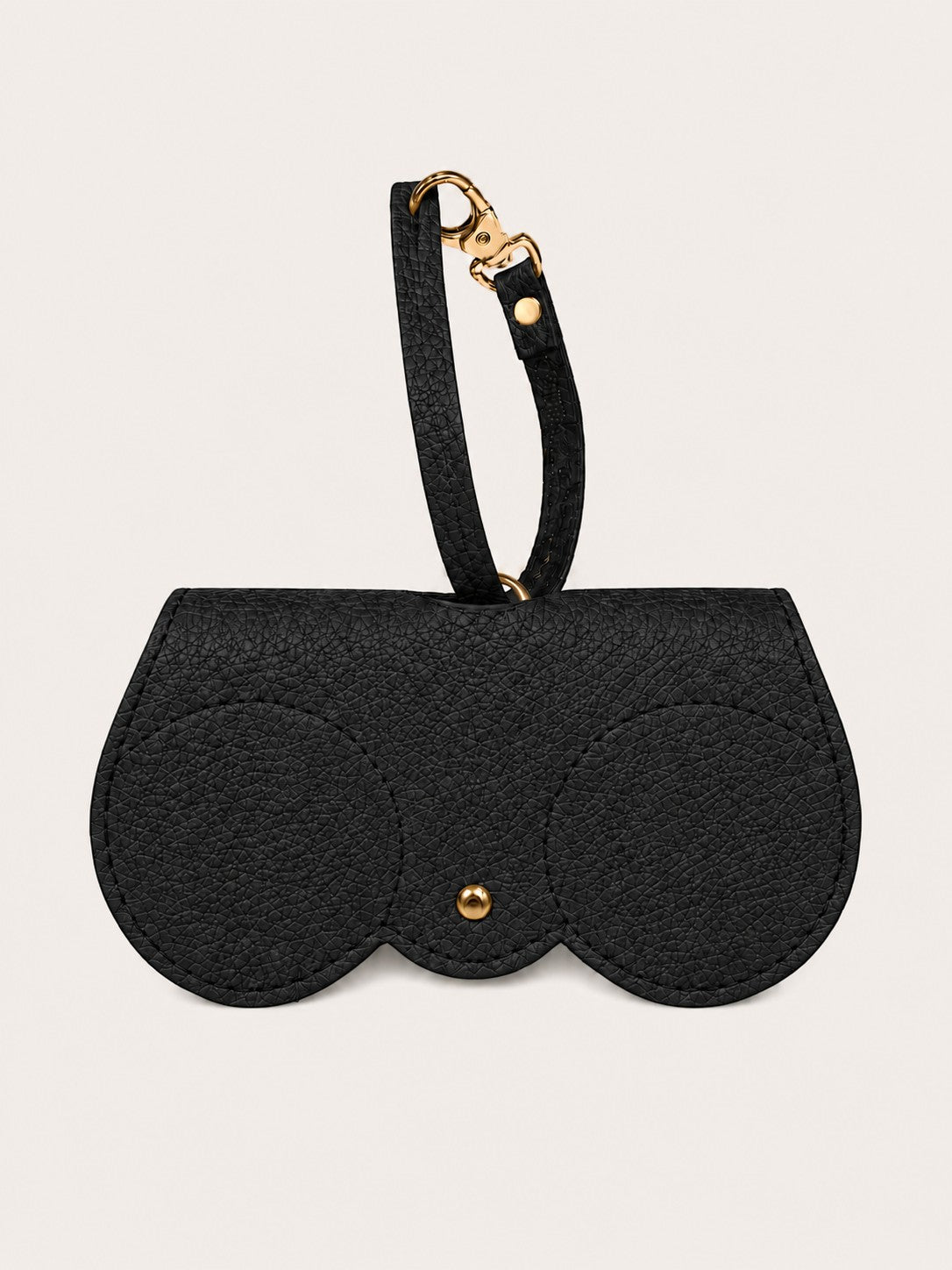 Portagafas negro de piel texturizada con mosquetón, colección de colores