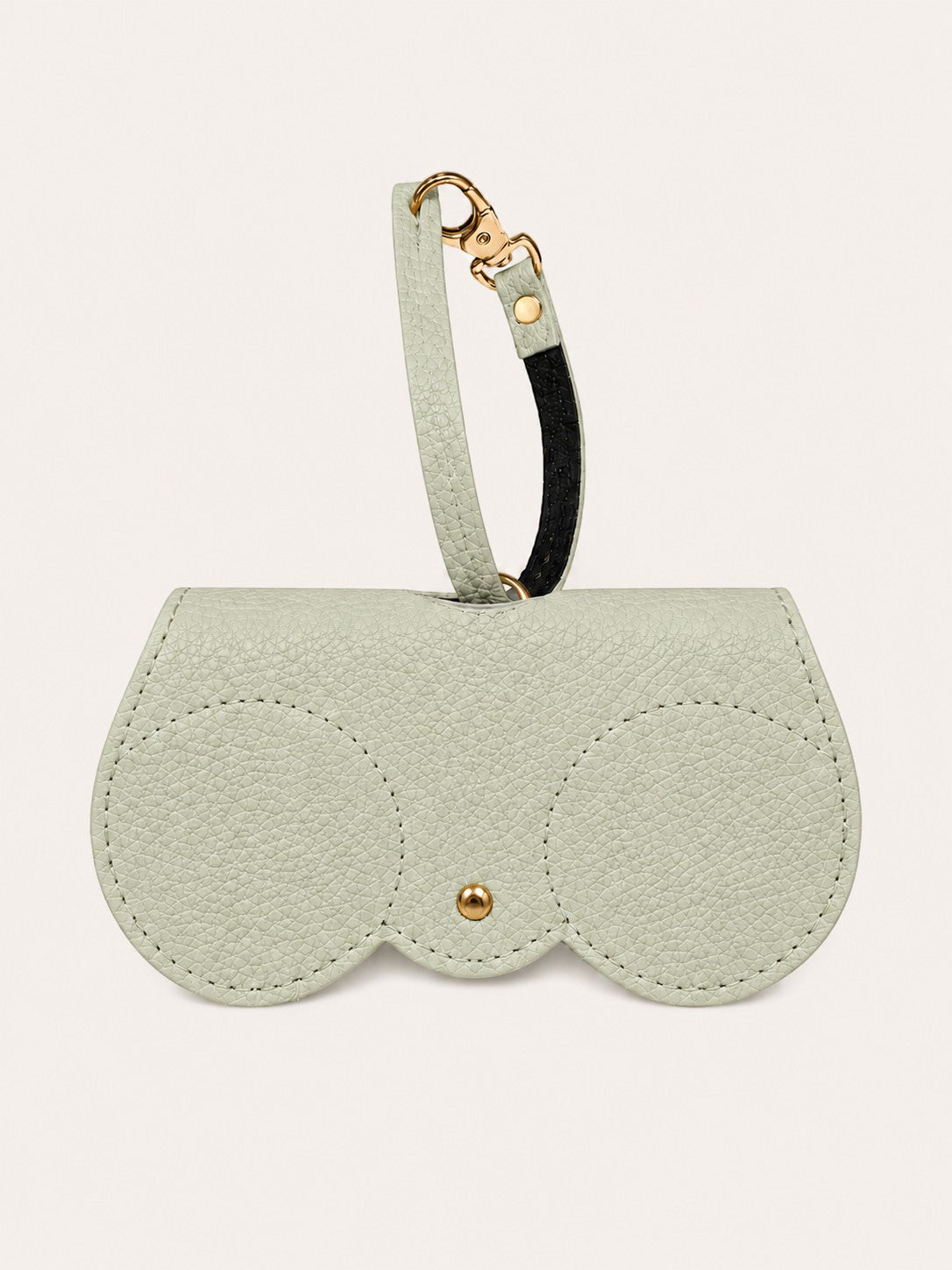 Portagafas verde de piel texturizada con mosquetón, colección de colores