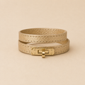Pulsera de piel 100% KELLY de doble vuelta con cierre metálico dorado