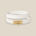 Pulsera de piel 100% KELLY de doble vuelta con cierre metálico dorado, disponible en blanca