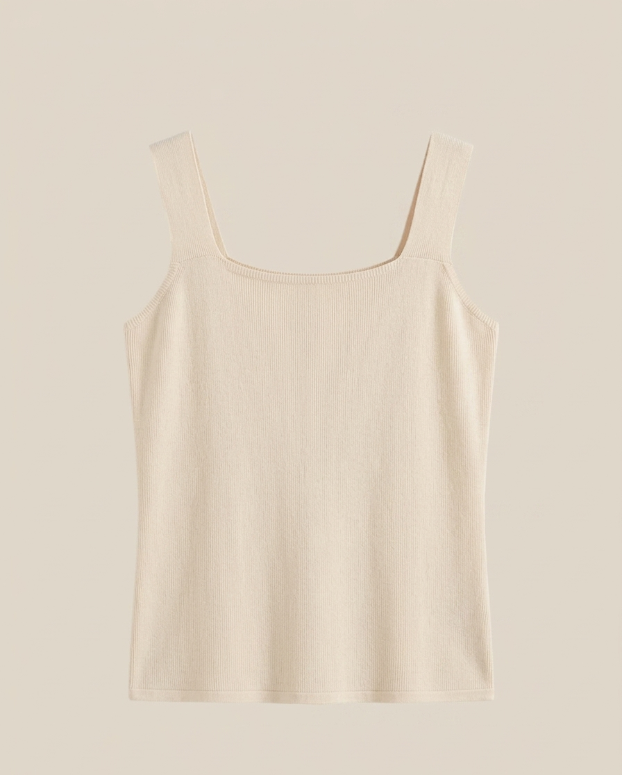 Top punto fino Quiérete en color liso, tirantes anchos y escote recto, talla única