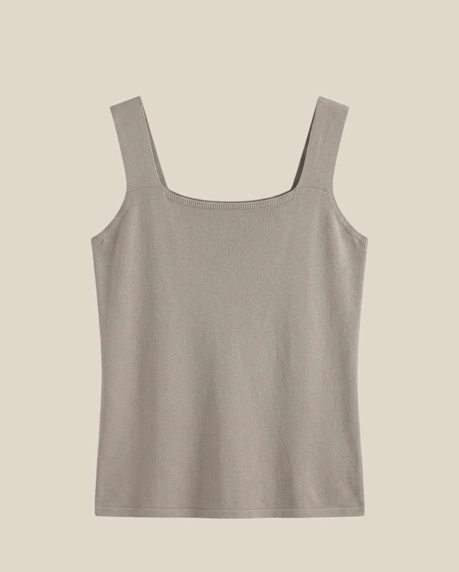 Top punto fino Quiérete, talla única con tirantes anchos y escote recto
