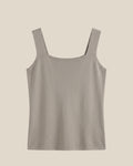 Top punto fino Quiérete, talla única con tirantes anchos y escote recto