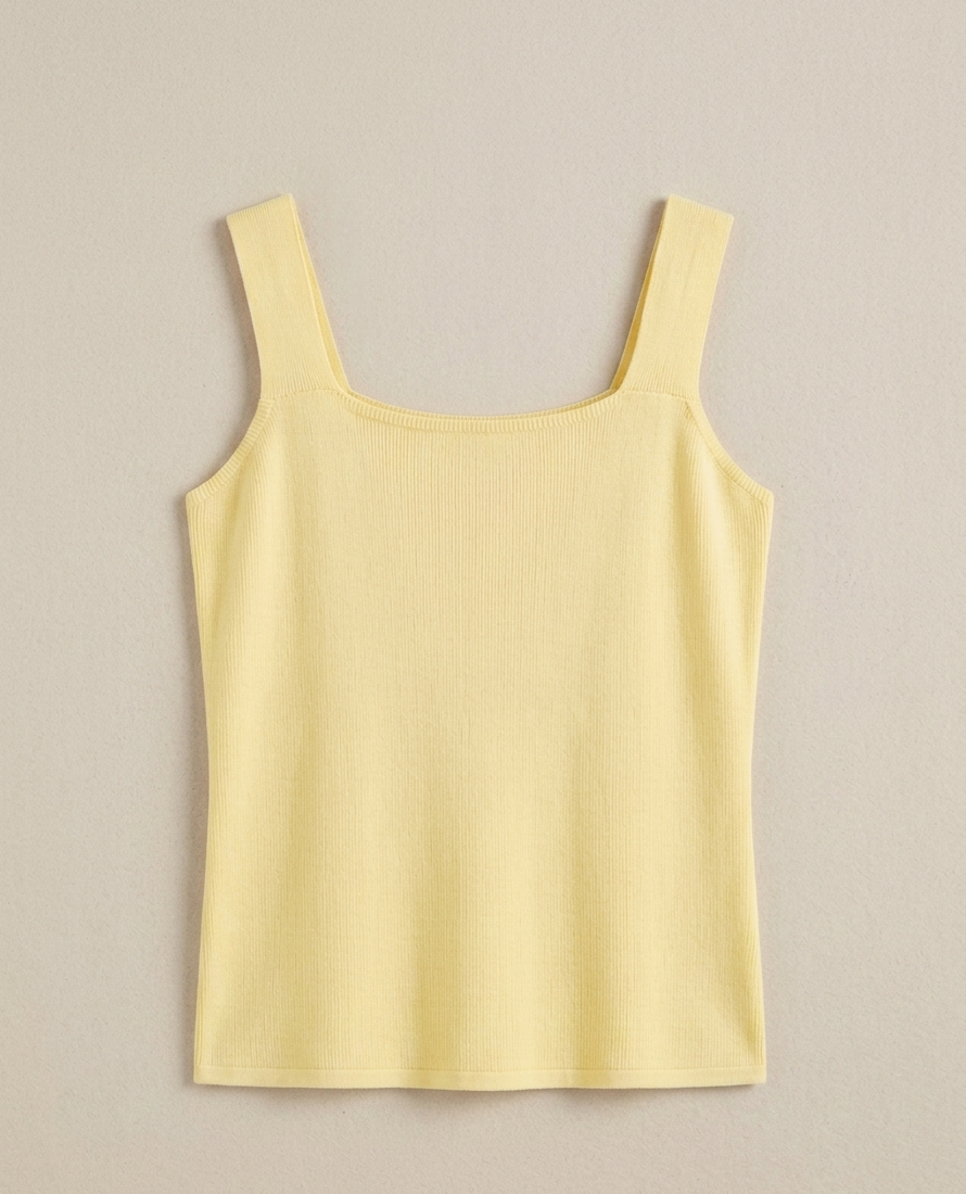 Top punto fino Quiérete en color liso, tirantes anchos y escote recto, talla única