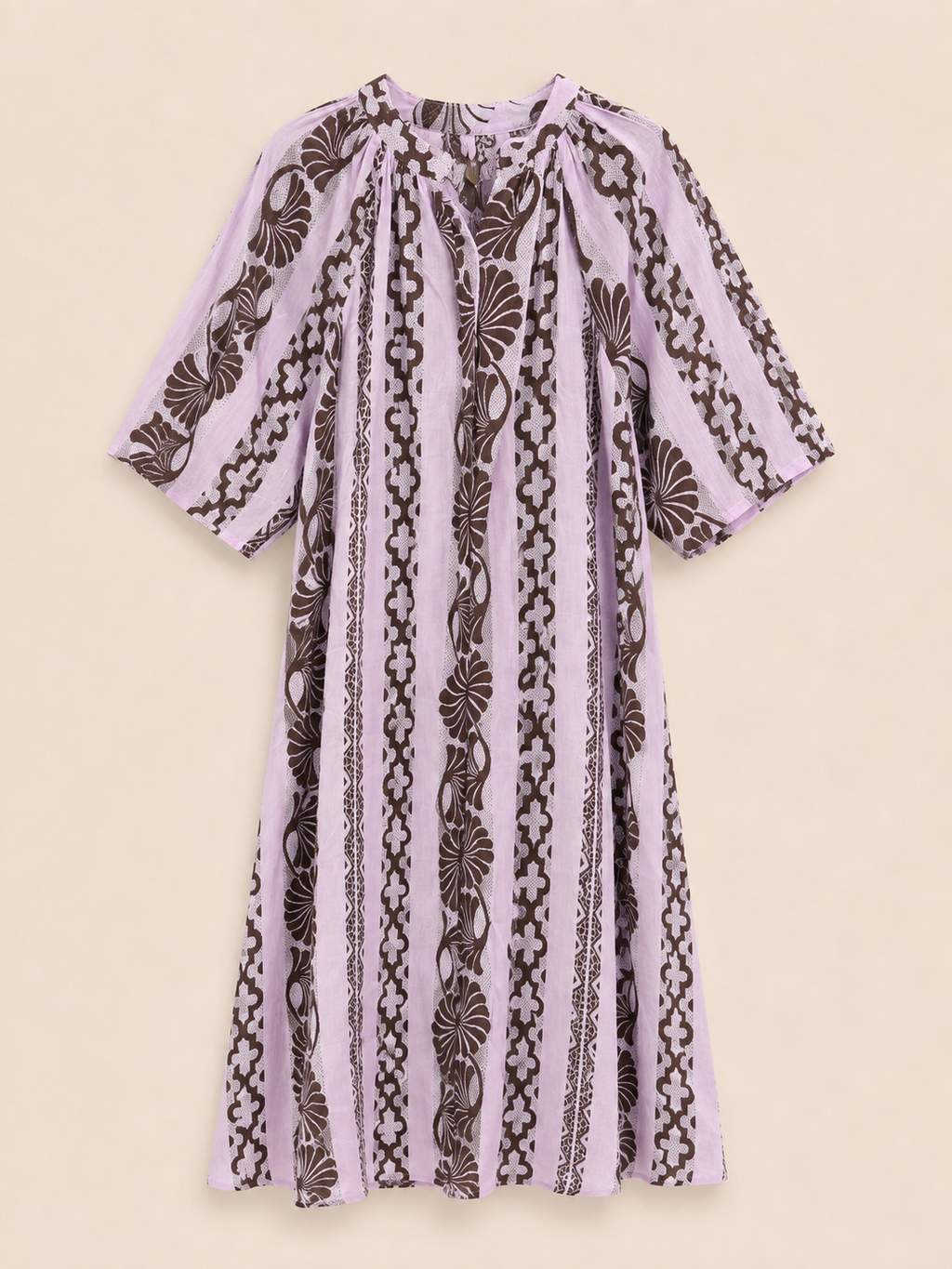 Vestido Kalami 02 colores rosa y marron 100% algodón de la india