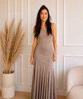 Vestido Sienna Taupe largo de lyocell  - vista lateral