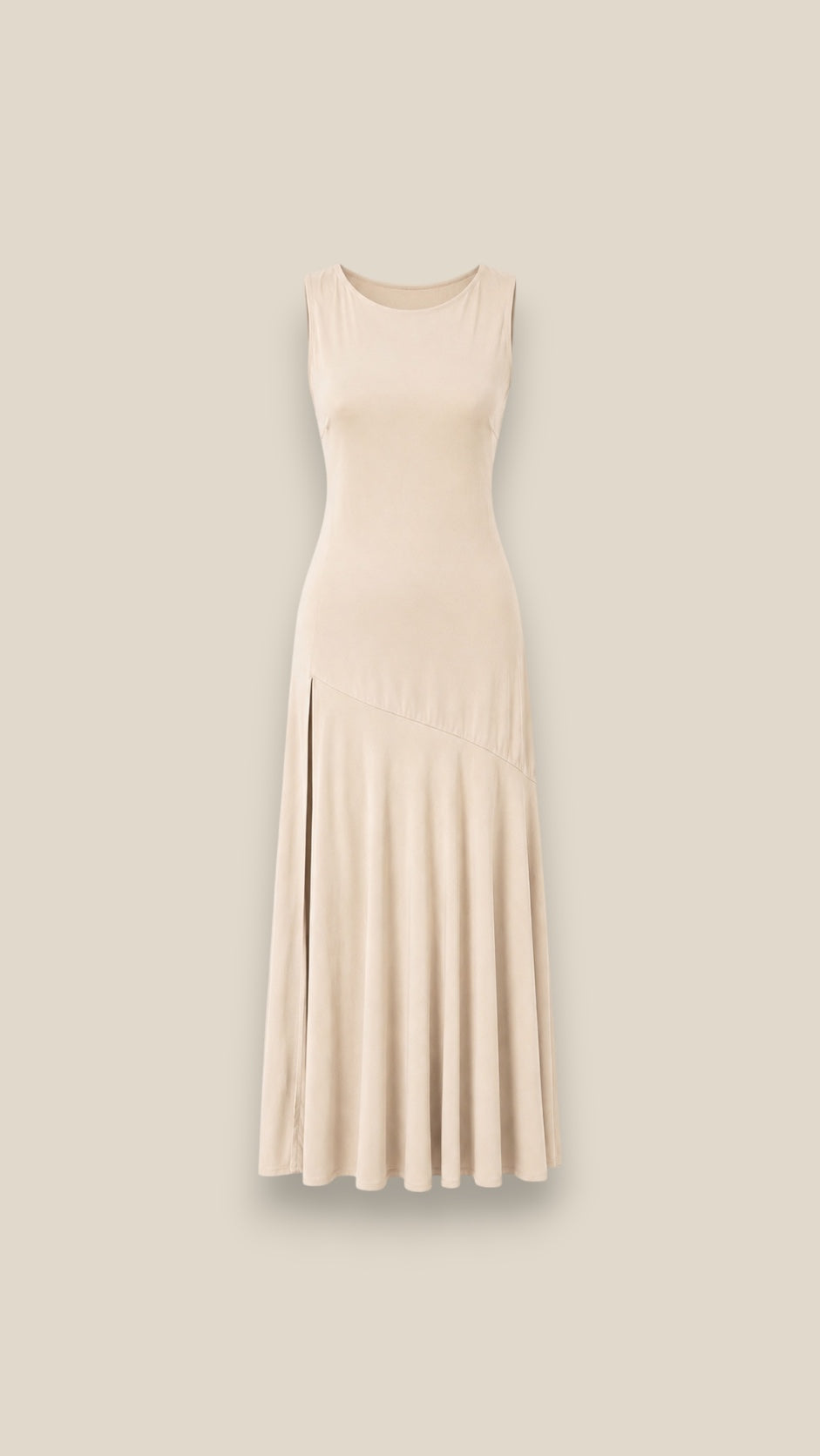 Vestido Sienna beige largo de lyocell - vista frontal
