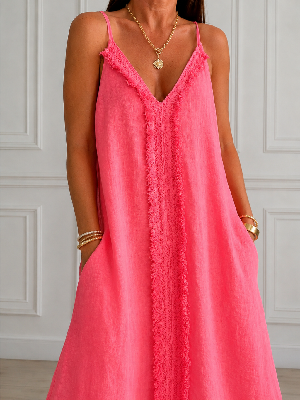 Vestido en lino 100% en colores flúor 