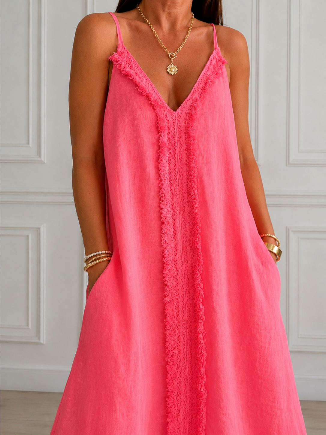Vestido en lino 100% en colores flúor 