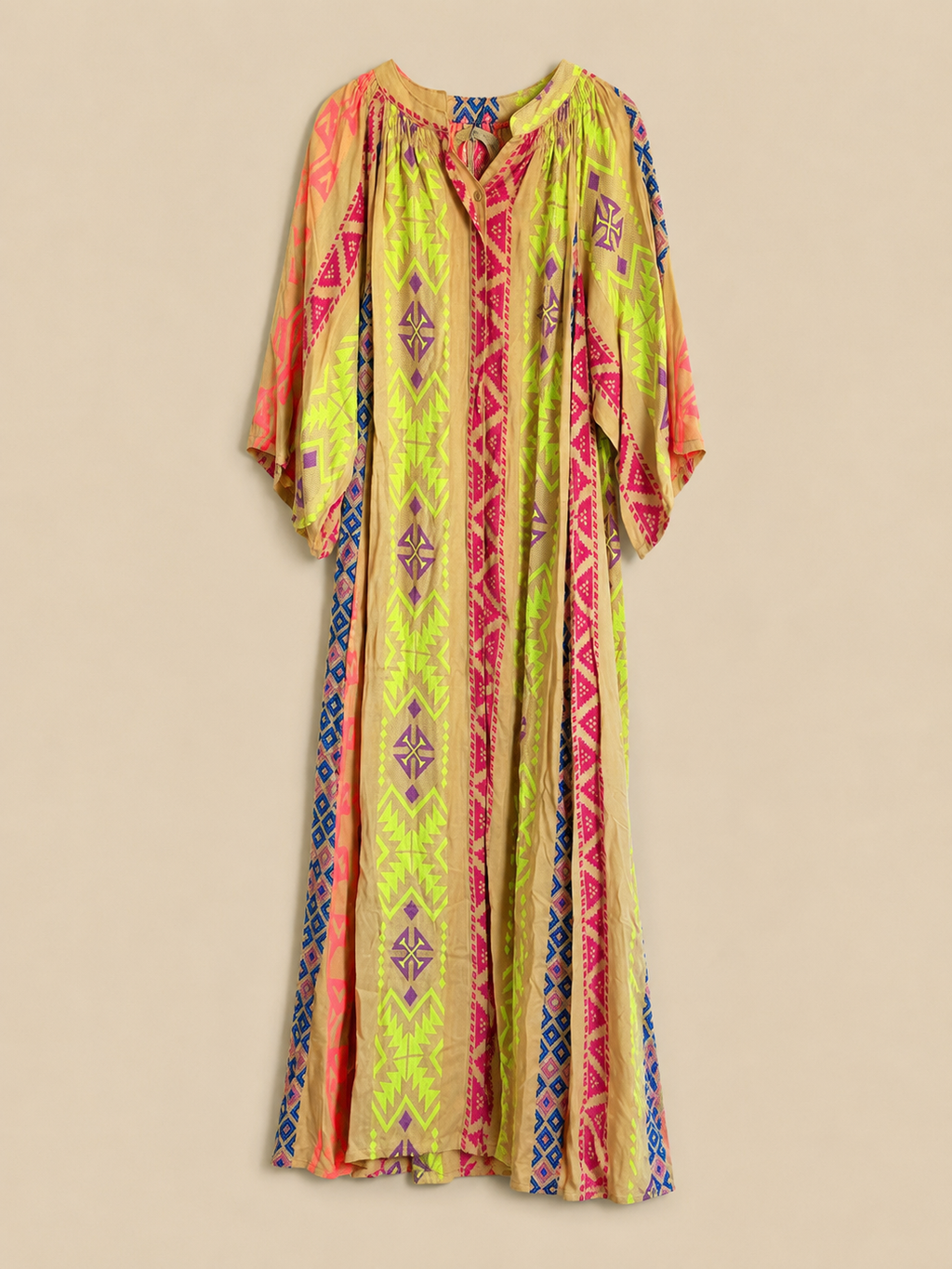 Vestido kalami 100% algodón de la India artesanalmente tonos rosa