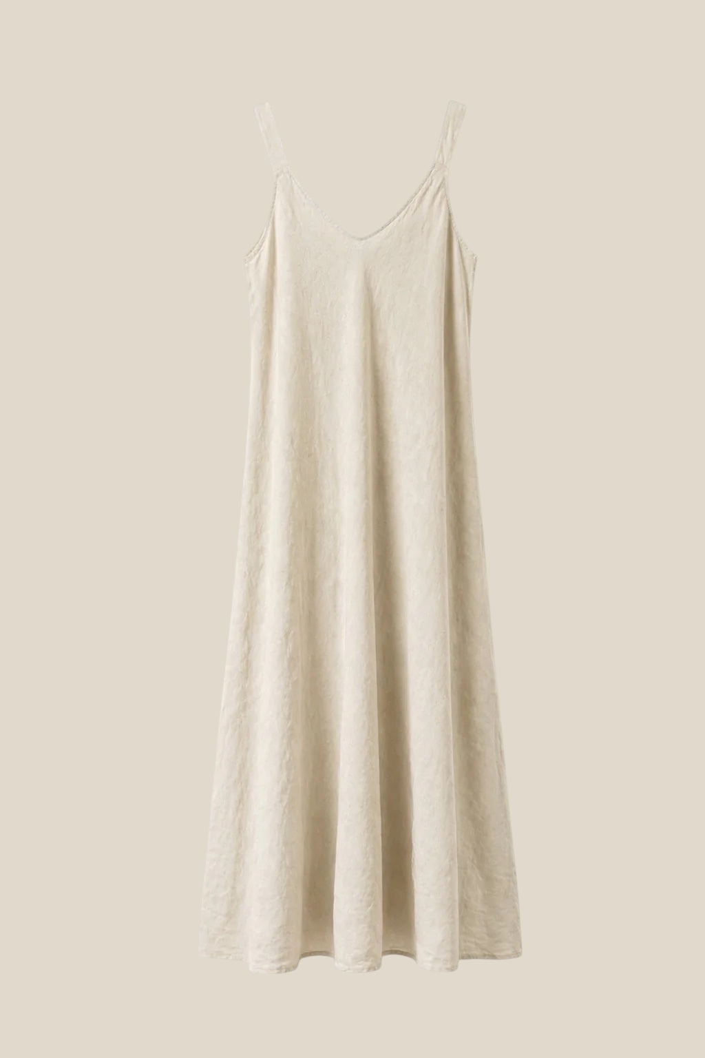 Vestido lino 100% Brisa beige - vista completa