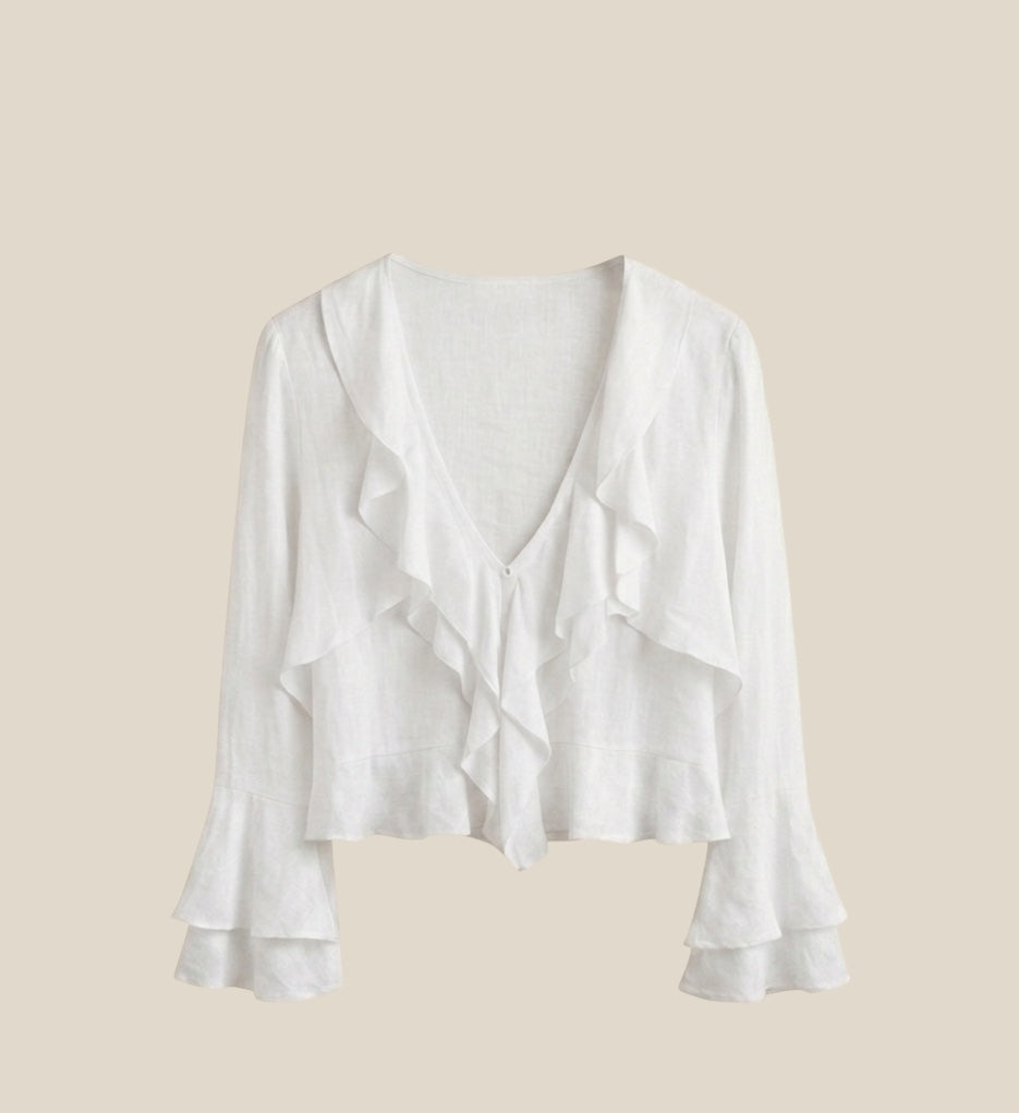 Blusa lino 100% Calma - vista completa de la blusa