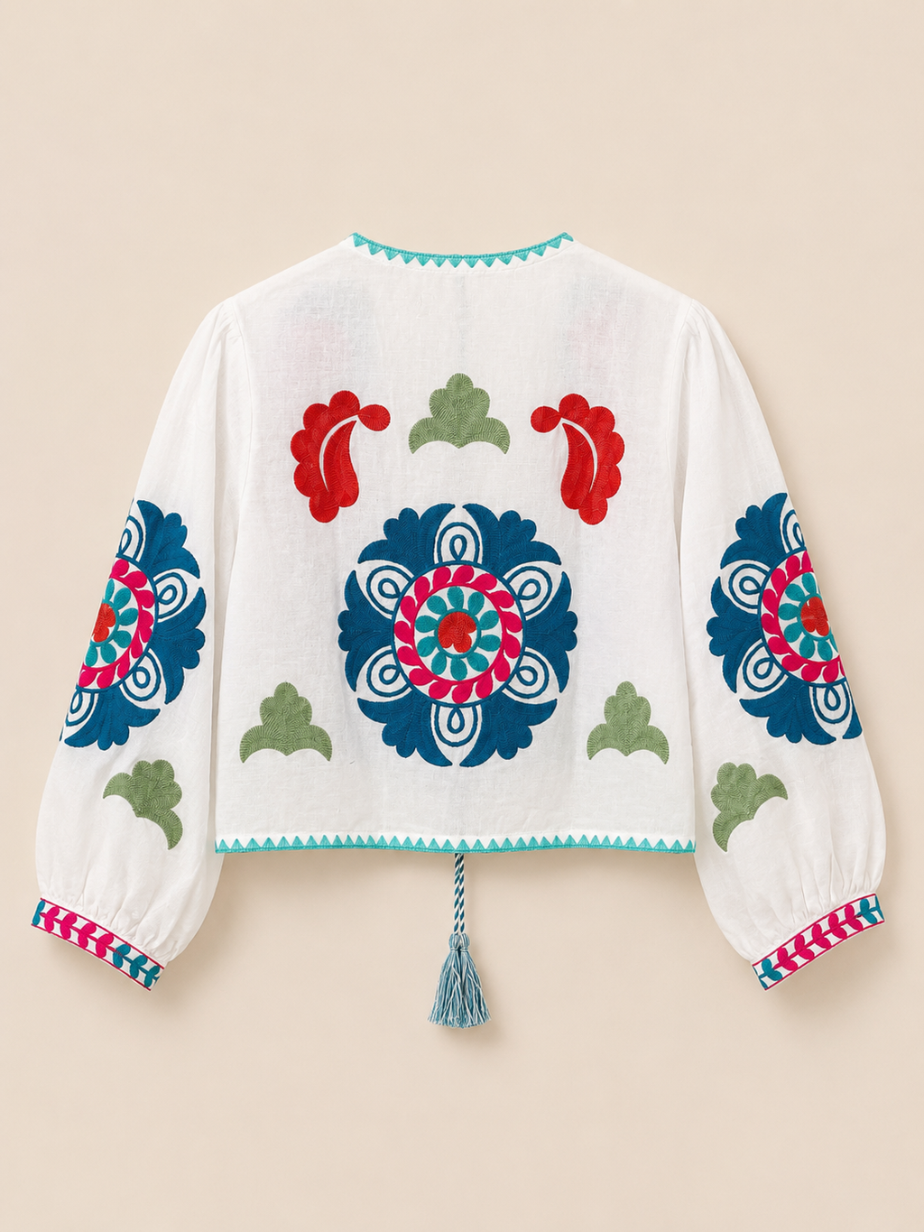 parte trasera Blusa chaquetita de algodón 100% de la india bordada