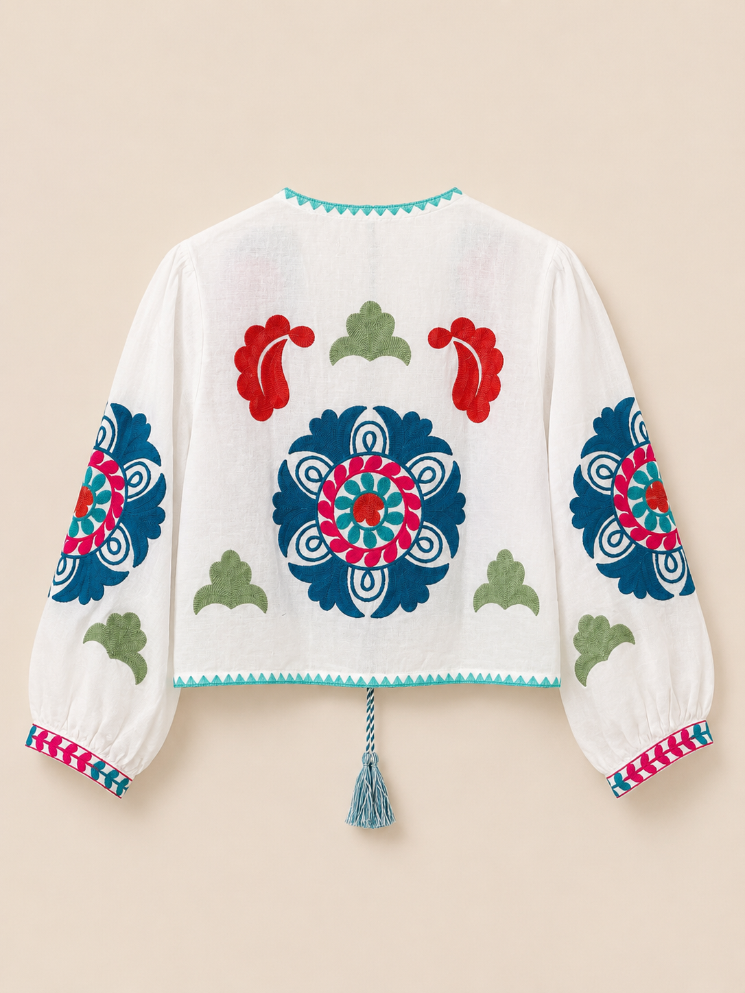 parte trasera Blusa chaquetita de algodón 100% de la india bordada