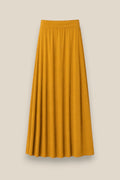 QUIERETE MUXO by Esenzia mustard yellow lycra maxi skirt with elastic waistband