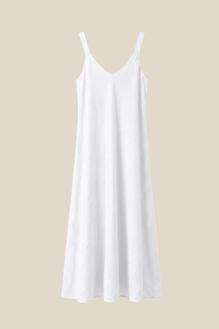  vestido lino 100% Brisa blanco - look completo